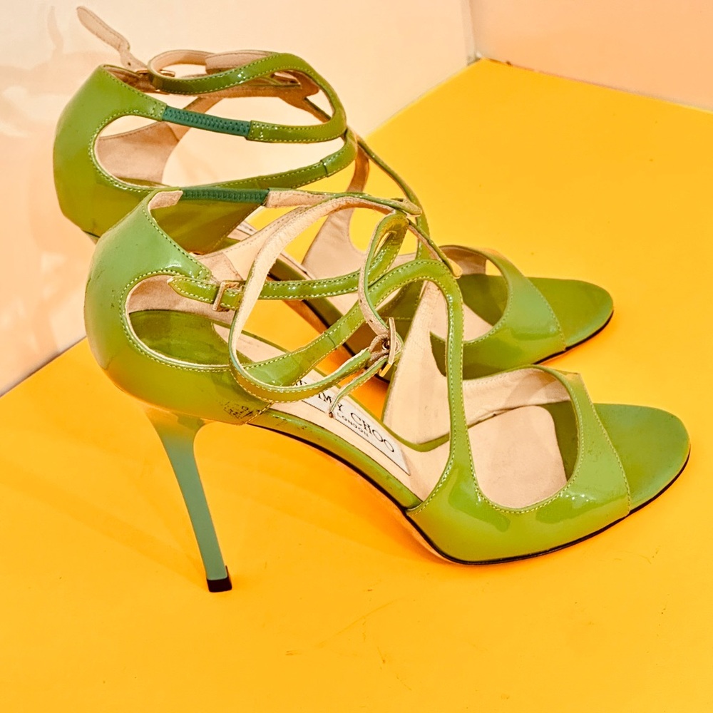 Jimmy Choo Green Strappy Heels - Picture 4 of 10